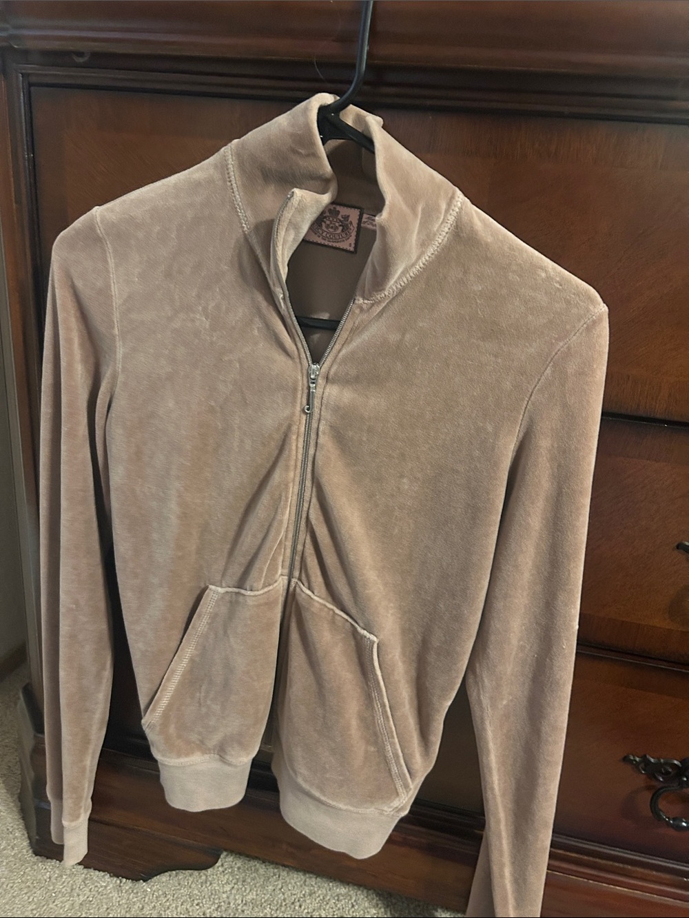 Juicy Couture Taupe Velour Full-Zip Windbreaker Jacket - women’s size small